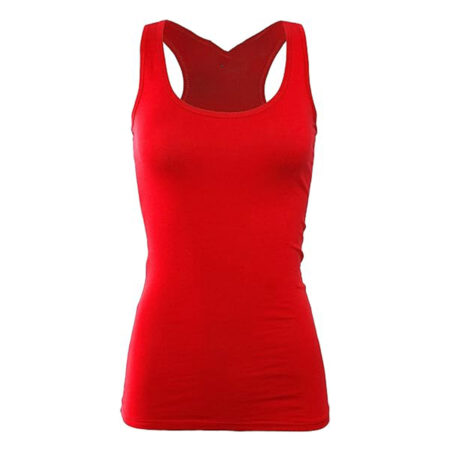 Women's Basic Cotton Plain Fitted Tank Top Colour Red