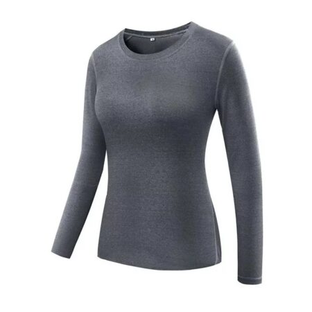 Women's Compression Shirt Dry Fit Long Sleeve Tops Color Gray