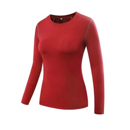 Women's Compression Shirt Dry Fit Long Sleeve Tops Color Red