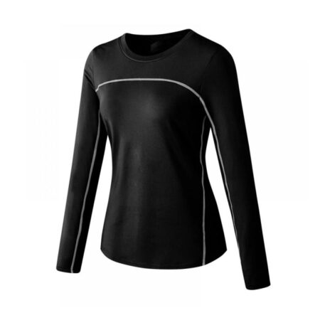 Women's Sports Compression Shirt, Cool Dry Fit Long Sleeve Tops Color Black